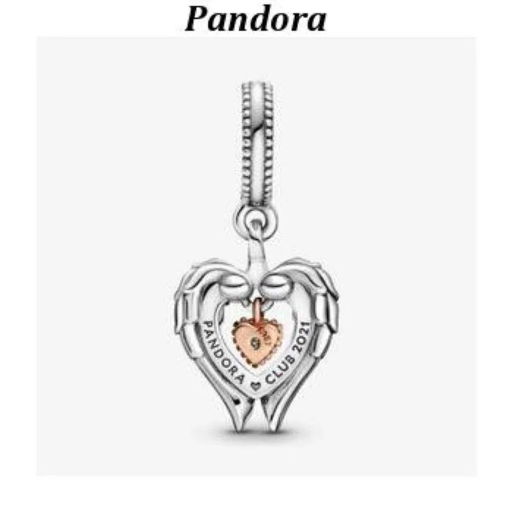 Pandora Club 2021 Angel Wings & Heart Dangle Charm - Picture 2 of 5